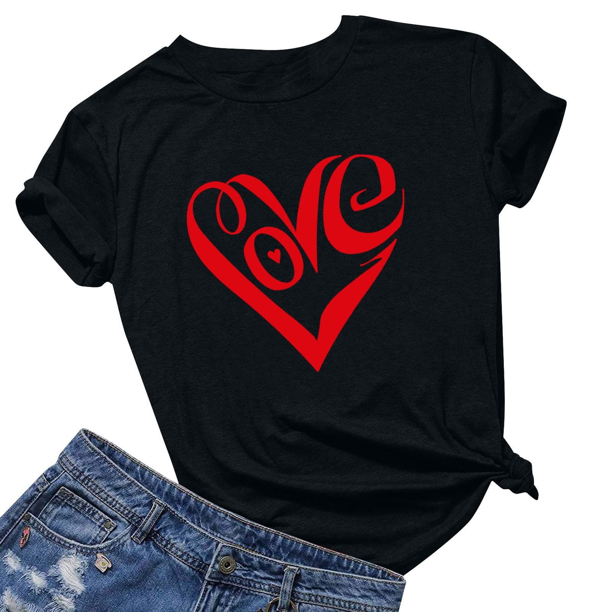 Tbopshirt Valentine's Day T-Shirts for Women Short Sleeve Graphic Tees, Plus Size Womens Tops,Valentines Day Fashion Printed T-shirt S-XXXL