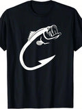 Men's Soft Cotton Casual T-Shirt Everyday Wear Suitable For All Seasons Simple Fishhook Art