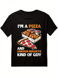 Funny Pizza and Chicken Nuggets Kind of Guy Graphic T-Shirt, Mens Foodie Novelty Tee