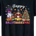 Women's Happy Halloween And Thanksgiving T-Shirt, Breathable, Casual, Suitable As A Gift For Colleagues And For Holiday Parties.