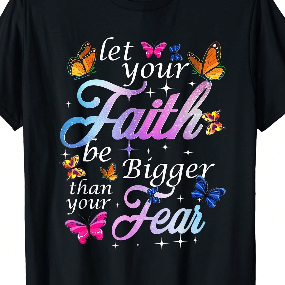 Let Faith Overcome Fear. Butterfly Art Religious T-Shirt