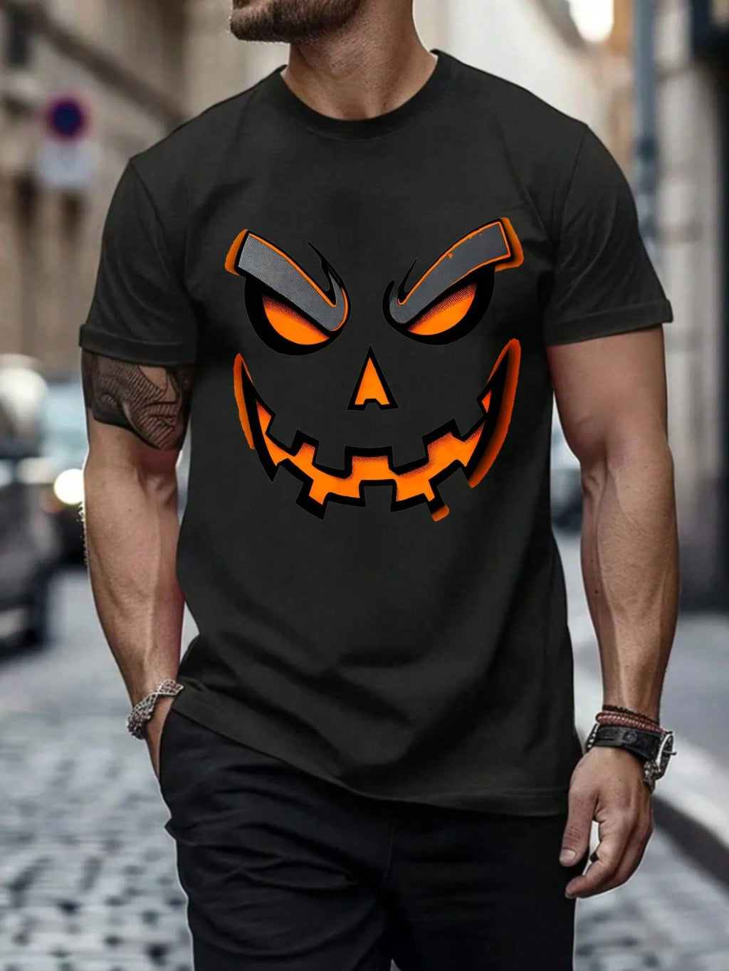 Lightweight Crew Neck Tee For Halloween Outfits, Gatherings, Everyday Use - Spooky Autumn Costume Presents For Him - All-Year Casual Shirts, Festive A