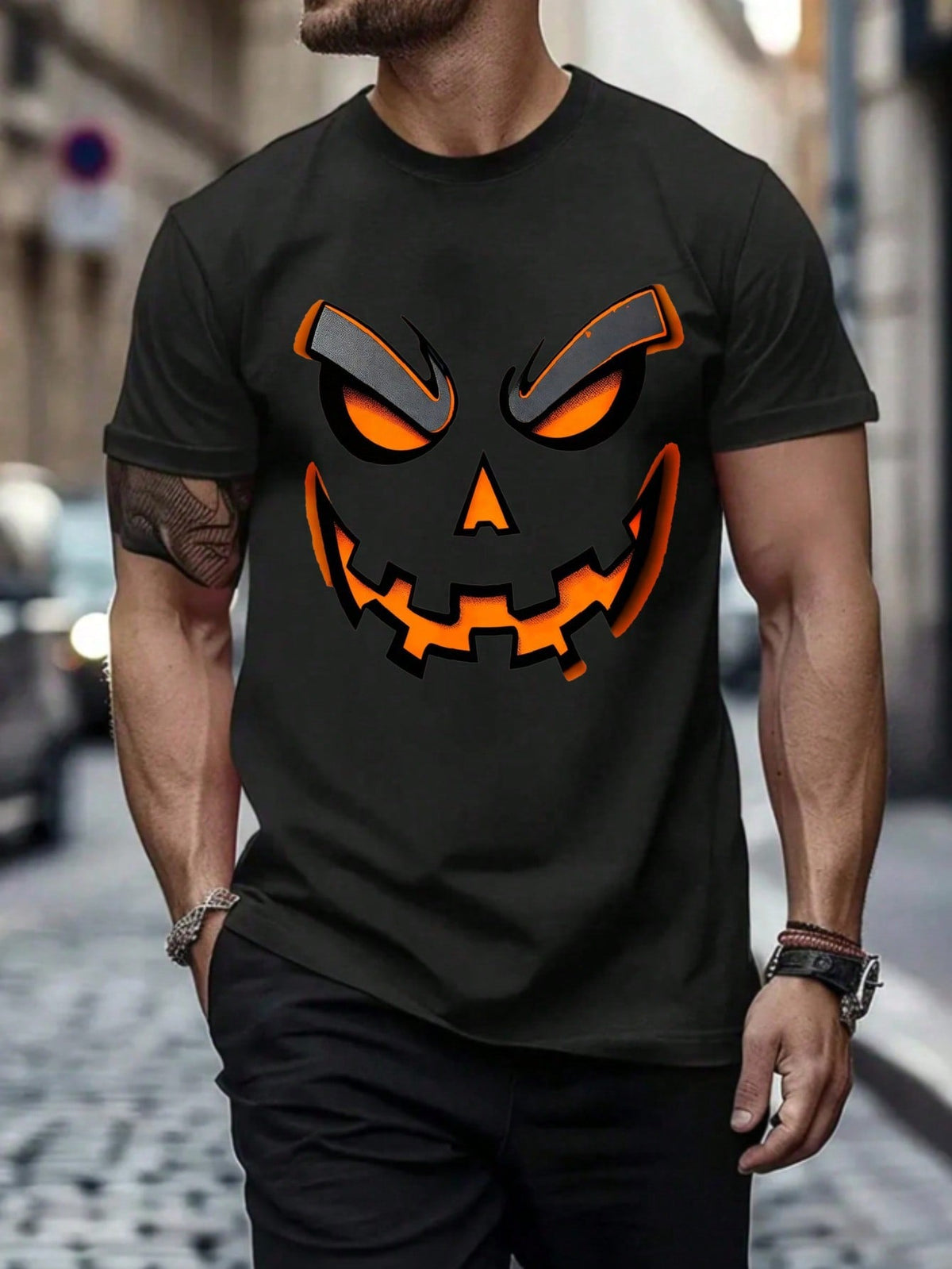 Lightweight Crew Neck Tee For Halloween Outfits, Gatherings, Everyday Use - Spooky Autumn Costume Presents For Him - All-Year Casual Shirts, Festive A