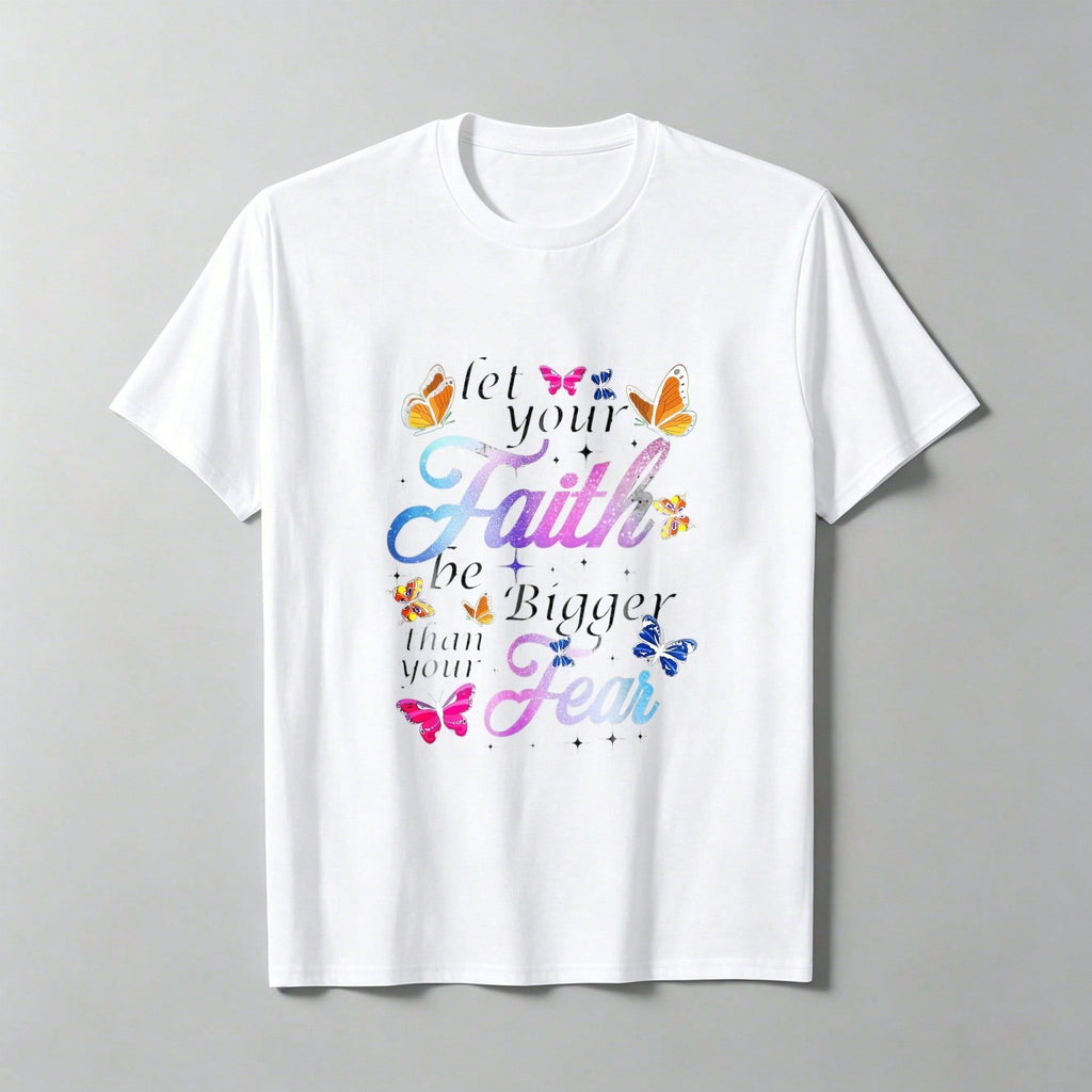 Let Faith Overcome Fear. Butterfly Art Religious T-Shirt