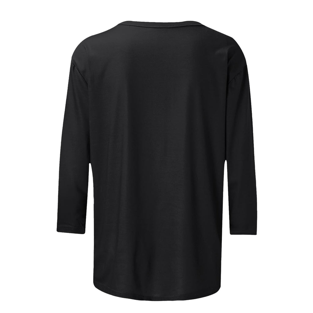 Guluxicc Shirts for Women Casual Crewneck 3/4 Length Sleeve Tees Valentine's Day Graphic Print Tops, Black, 5XL