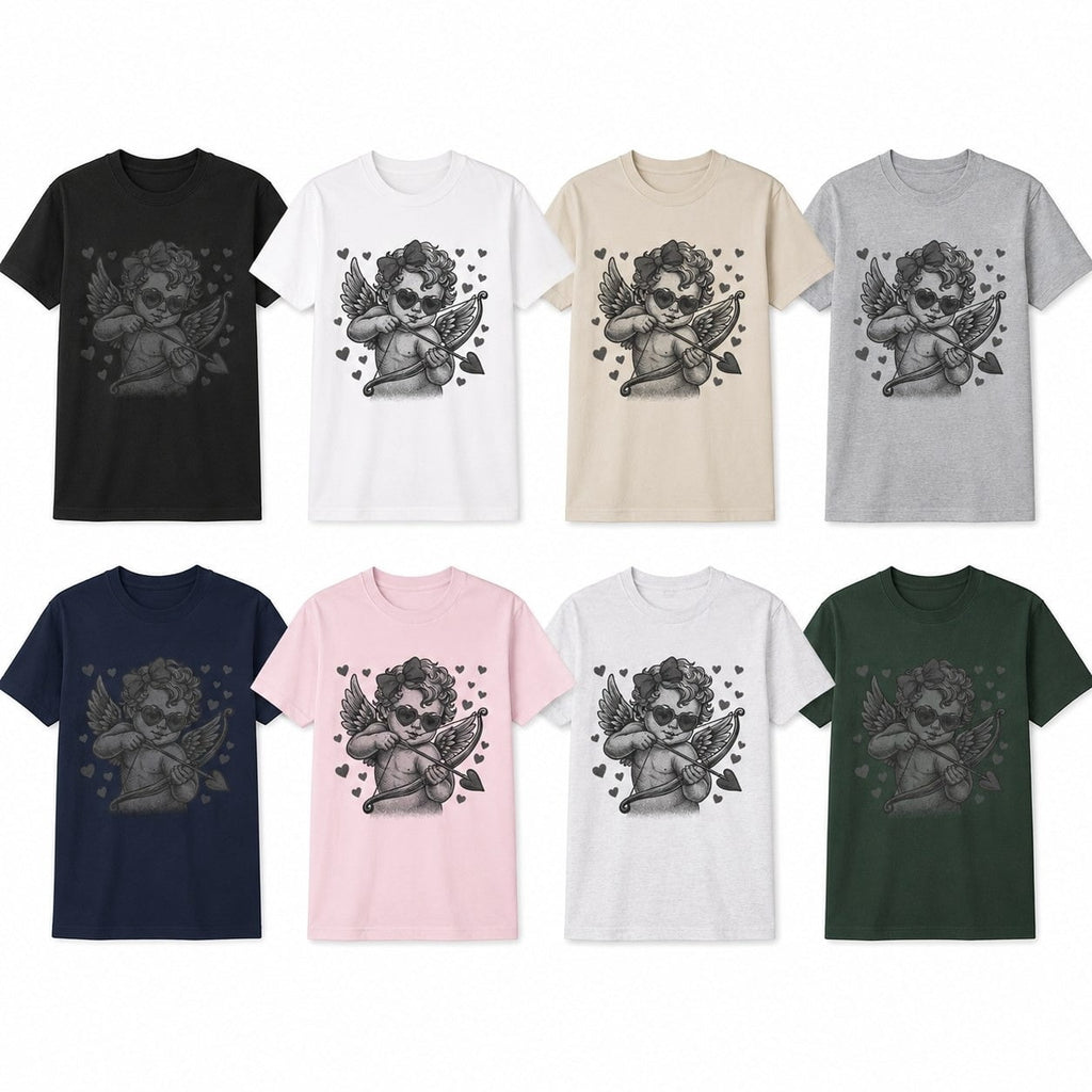 Retro Cupid Valentine's Day Graphic T-Shirt | Vintage Halftone Cherub Tee | Unisex Gift for Her