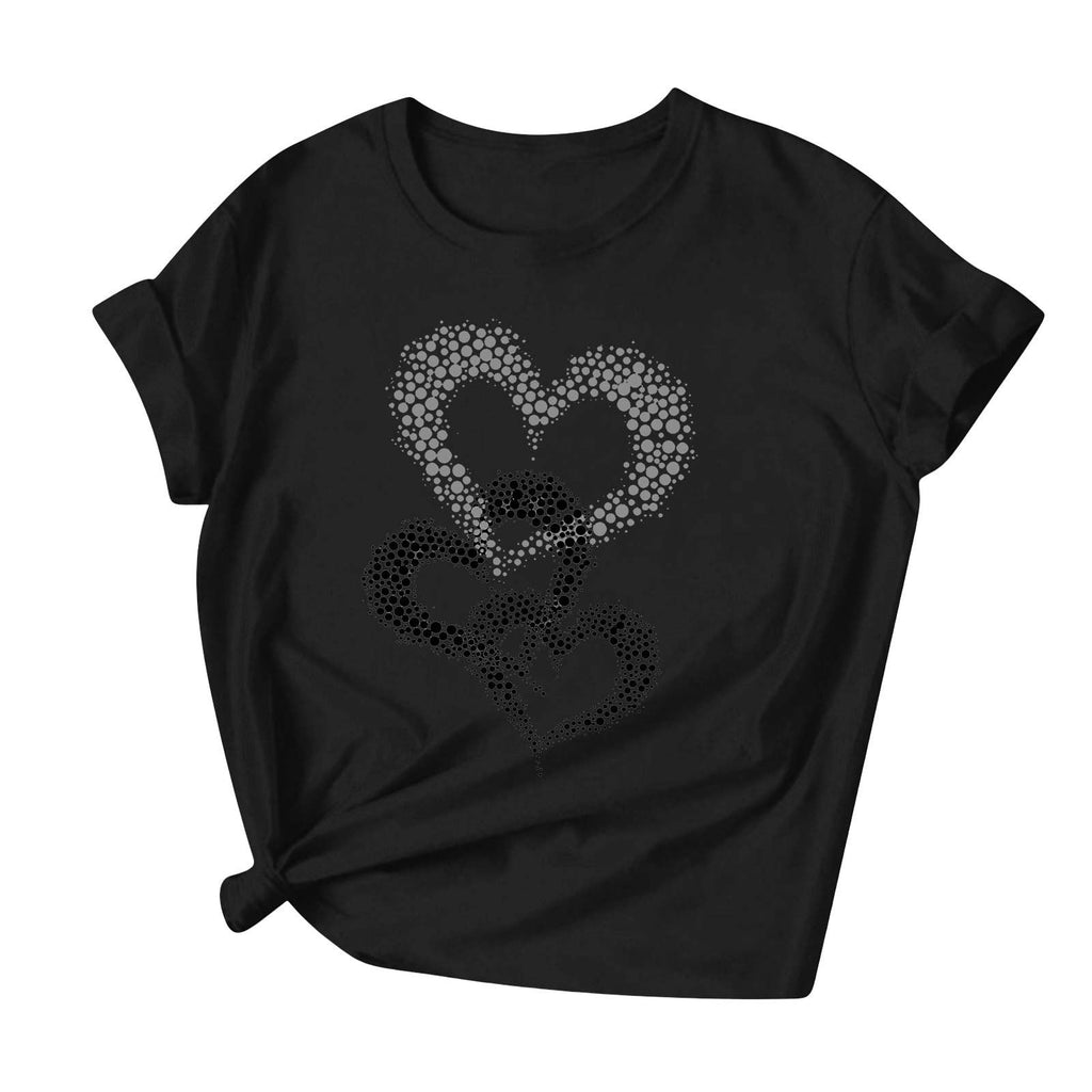 BLVB Valentine Day Shirts for Women Crewneck Love Heart Girlfriend Valentines Gift Tshirt Graphic Short Sleeve Tee Tops