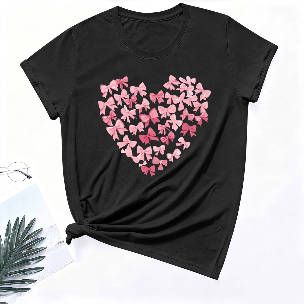 Womens Valentines Tshirts Cute Heart Valentine Day Graphic Tee Tops Summer Short Sleeve Casual Tees Pullover, 2XL Black