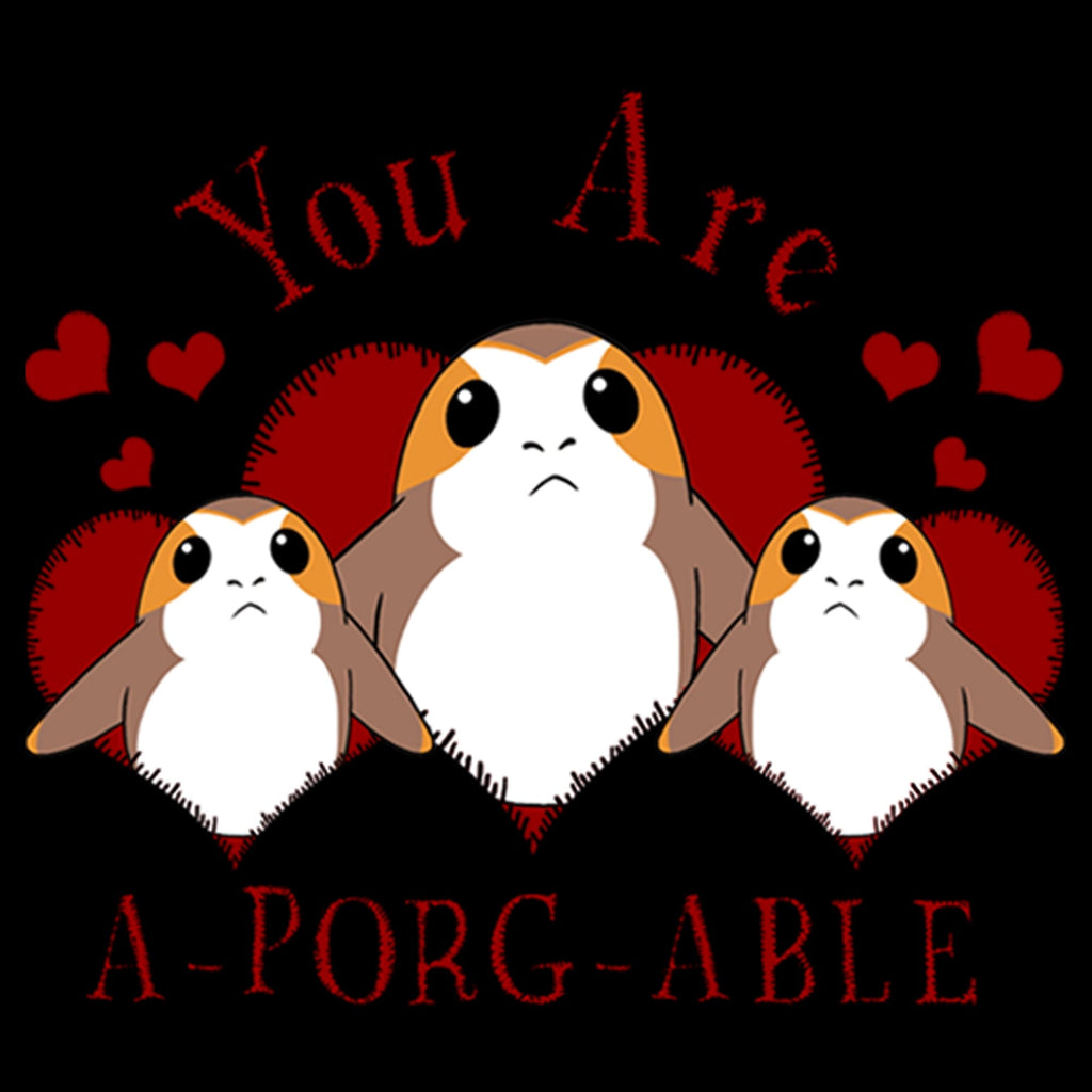 Boy's Star Wars Valentine's Day You Are A-Porg-Able Graphic Tee Black X Small
