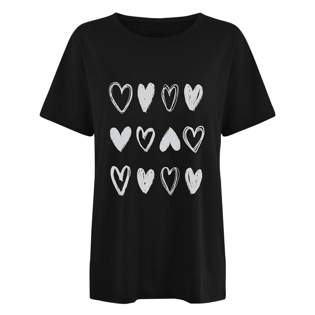 Tbopshirt Womens Tops,Valentine's Day T-Shirts for Women Graphic Tees,Womens Valentines Day T Shirt Crewneck Heart Printed Short Sleeve Casual Loose Plus Size Tops S-XXXL