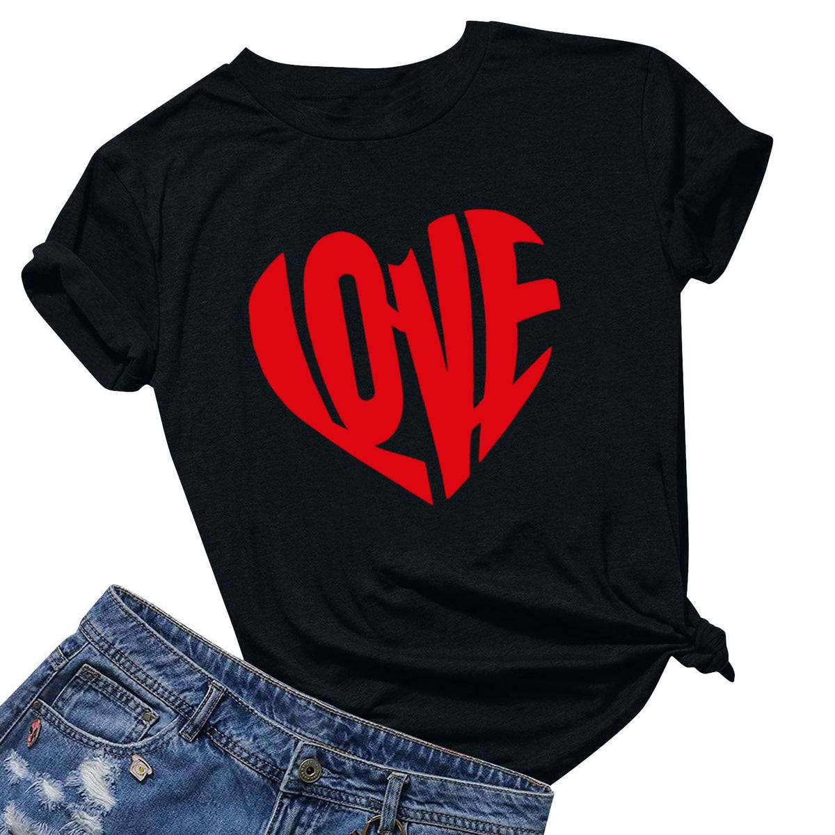Tbopshirt Valentine's Day T-Shirts for Women Short Sleeve Graphic Tees, Plus Size Womens Tops,Valentines Day Fashion Printed T-shirt S-XXXL