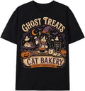 Greenink Halloween Shirts Cat Bakery Graphic 100% Cotton Spooky Season Tee