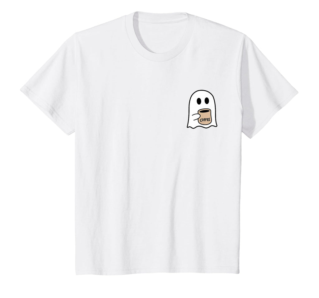 Ghost Drinking Coffee Funny Halloween Costume Coffee Lover T-Shirt