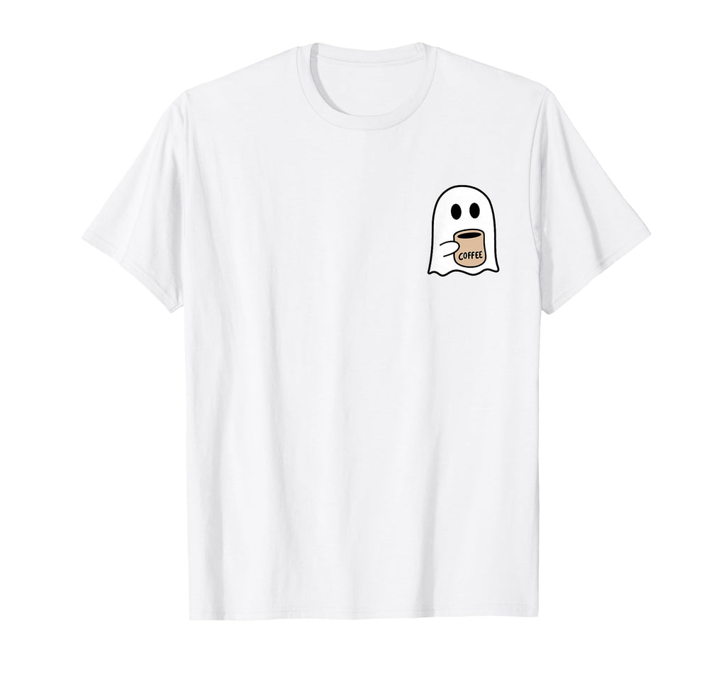 Ghost Drinking Coffee Funny Halloween Costume Coffee Lover T-Shirt