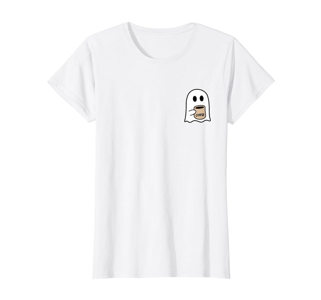 Ghost Drinking Coffee Funny Halloween Costume Coffee Lover T-Shirt
