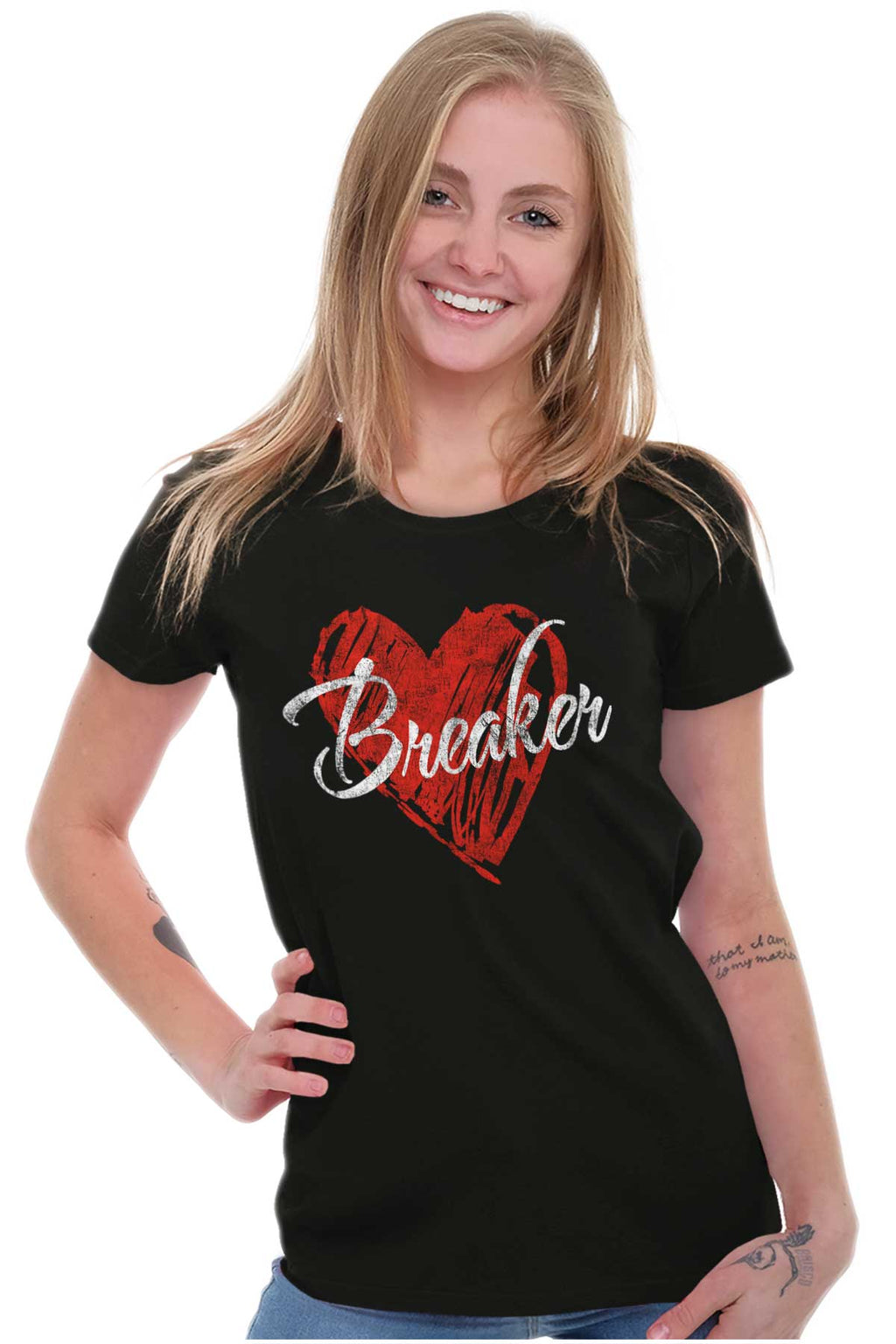 Heartbreaker Funny Valentines Day Womens Slim Fit Graphic Tee Brisco Brands L