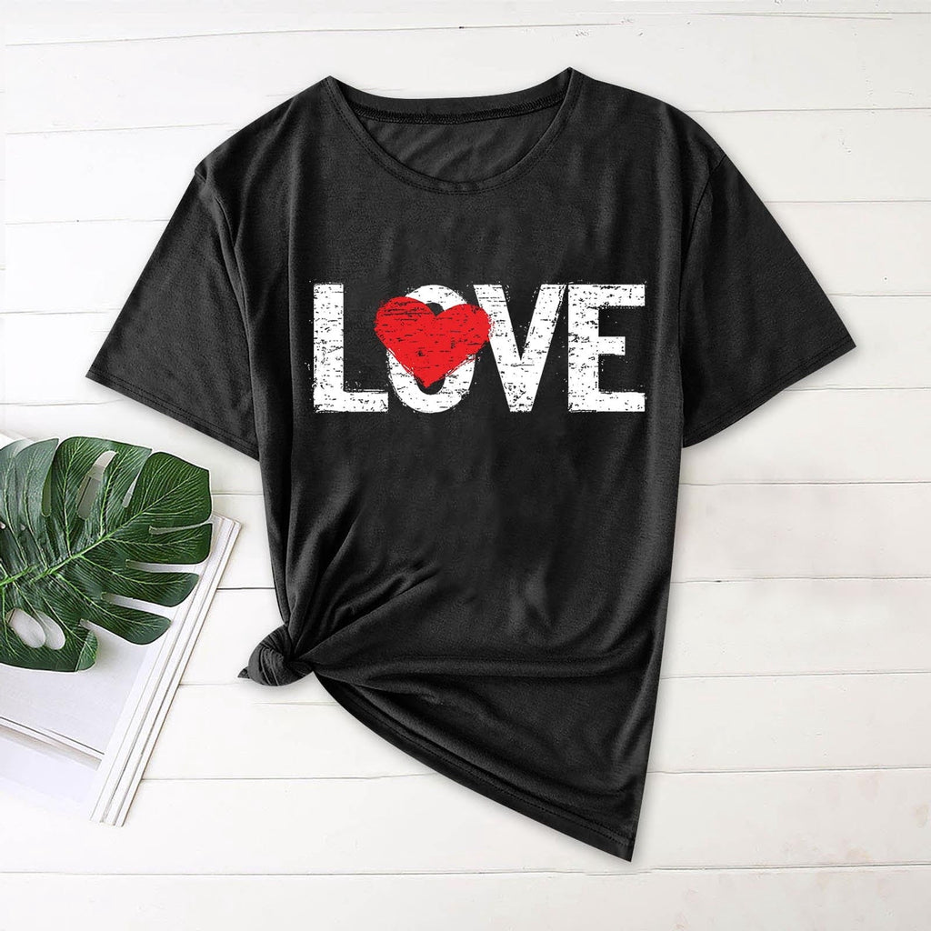 BLVB Valentines Day Shirts for Women Cute Love Heart Graphic T Shirt Valentine's Tee Shirt Casual Short Sleeve Tops Valentines Gifts for Her