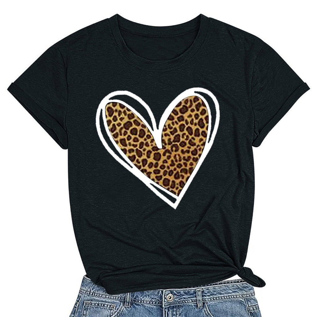 Tbopshirt Womens Tops,Valentine's Day T-Shirts for Women Graphic Tees,Plus Size Tops,Valentines Day Print Round Neck Short Sleeve T-Shirt Novelty Love Heart Graphic Tops S-XXXL