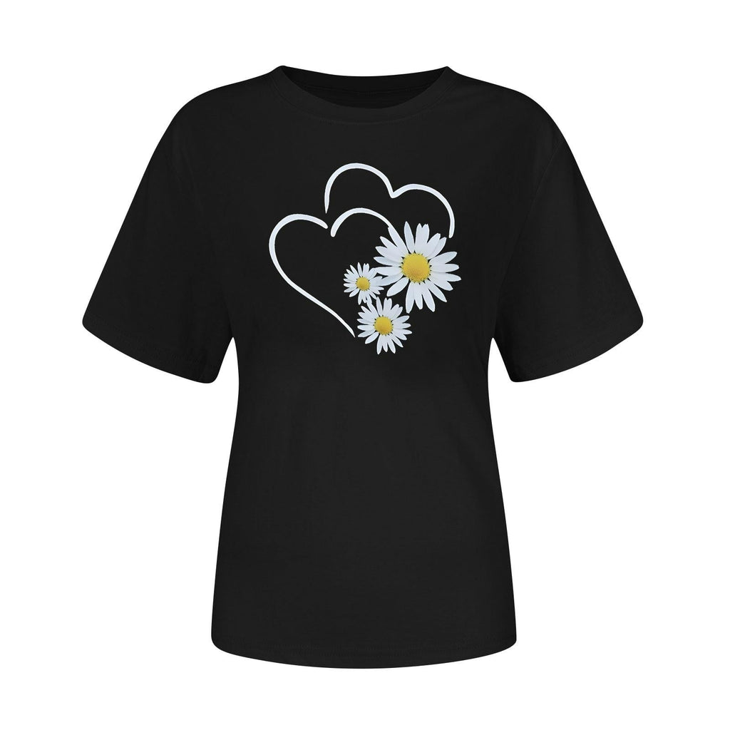 Nmnitkp Womens Tops Valentines Day Graphic Tee - Crewneck Short Sleeve Print Top Black,2XL