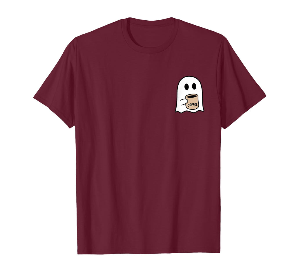 Ghost Drinking Coffee Funny Halloween Costume Coffee Lover T-Shirt