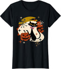 Black Cat and Pumpkin Atomic Retro Halloween T-Shirt
