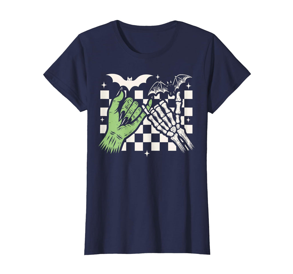 Spooky Season Halloween Vibes Pinky Promise Skeleton Bat T-Shirt