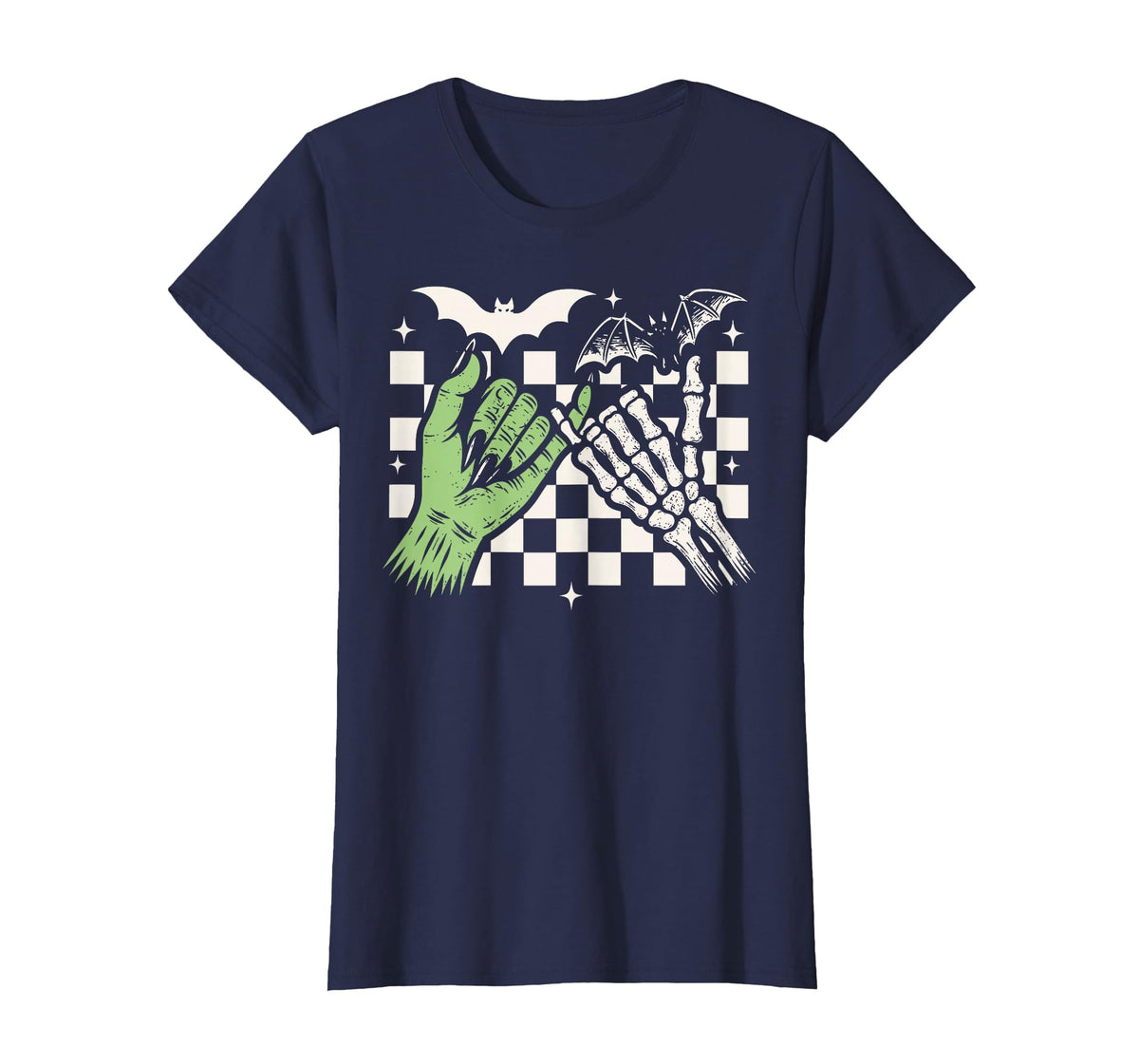 Spooky Season Halloween Vibes Pinky Promise Skeleton Bat T-Shirt
