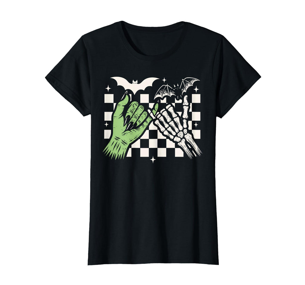 Spooky Season Halloween Vibes Pinky Promise Skeleton Bat T-Shirt