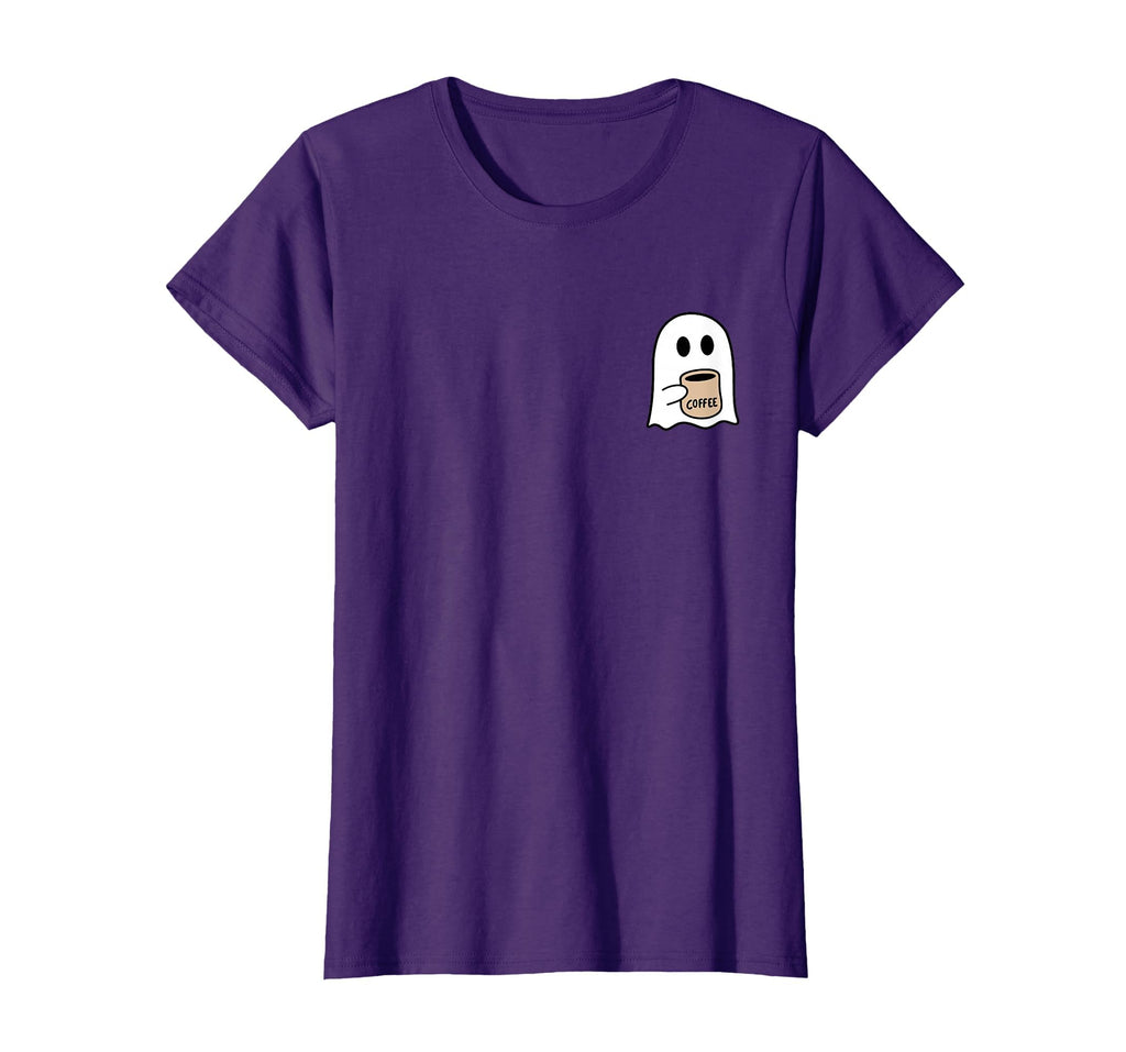 Ghost Drinking Coffee Funny Halloween Costume Coffee Lover T-Shirt