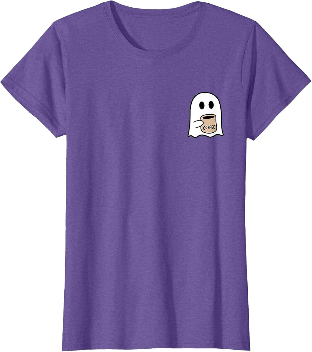 Ghost Drinking Coffee Funny Halloween Costume Coffee Lover T-Shirt