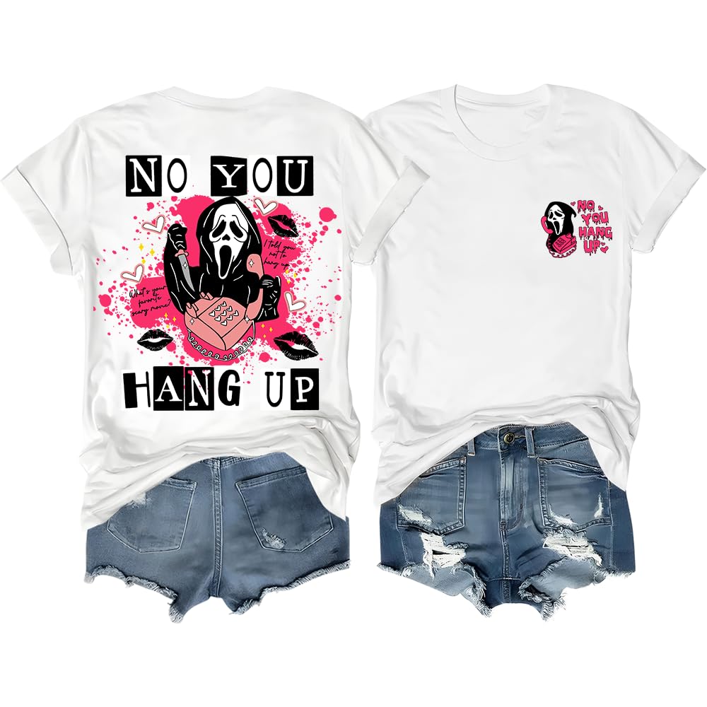 Halloween Ghost Shirt, Cute Spooky Season Graphic Tee for Women