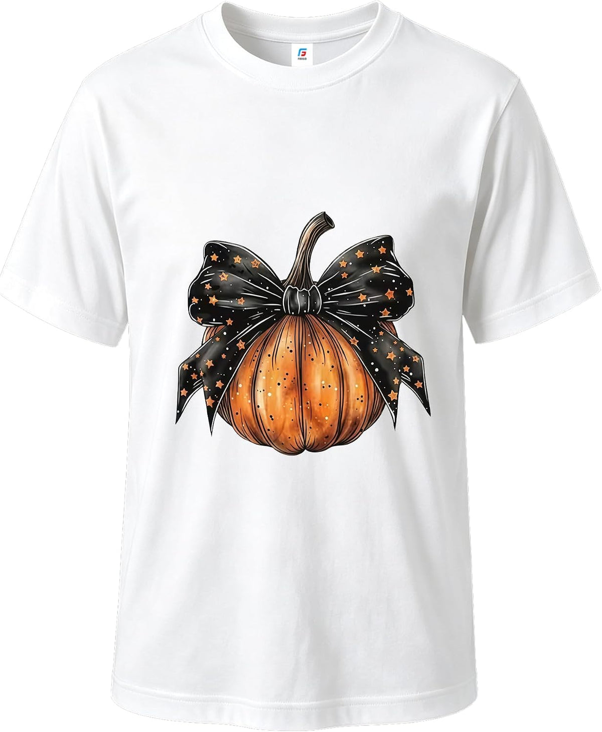 Halloween Pumpkin Bow T-Shirt Unique Graphic Tee for Women Holiday Wear