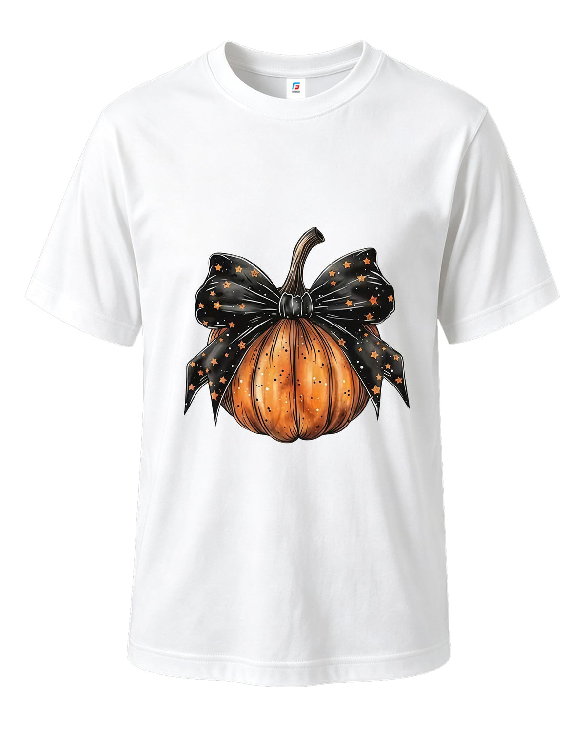 Halloween Pumpkin Bow T-Shirt Unique Graphic Tee for Women Holiday Wear