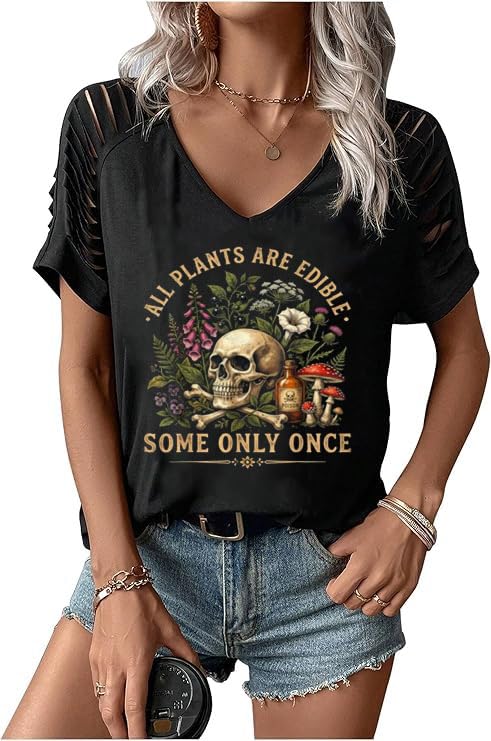 Womens Fall Halloween Thanksgiving V Neck Shirt Vintage Short Sleeve Western Shirts Cut Out Cold Shoulder T Shirts