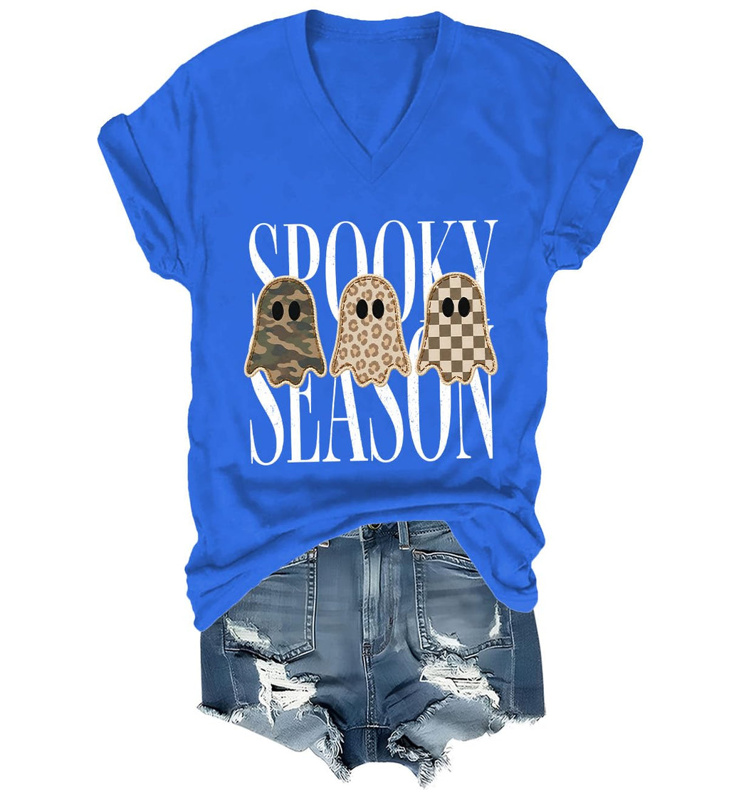 Spooky Season Ghosts T-Shirt Halloween Leopard Camo Checkered Ghost Shirts