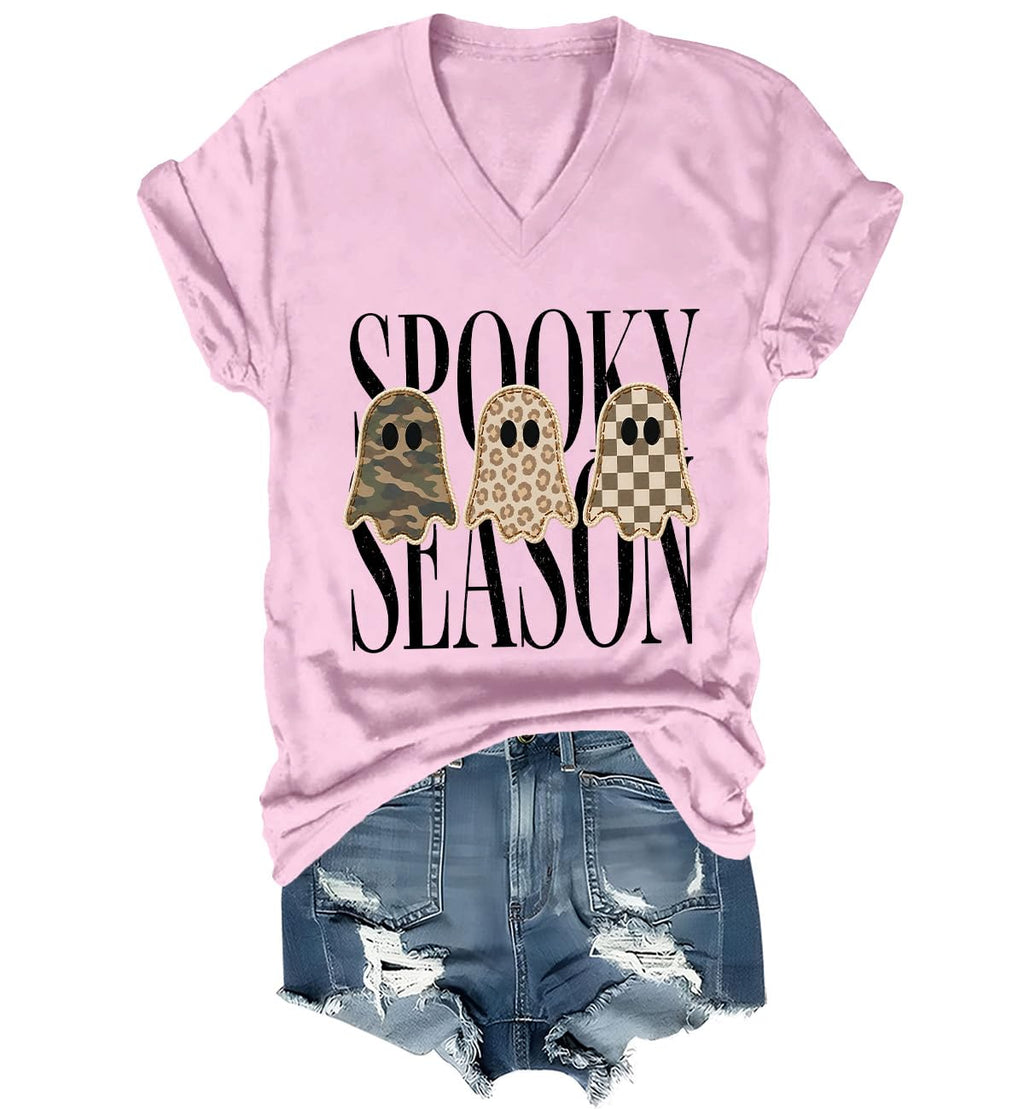Spooky Season Ghosts T-Shirt Halloween Leopard Camo Checkered Ghost Shirts