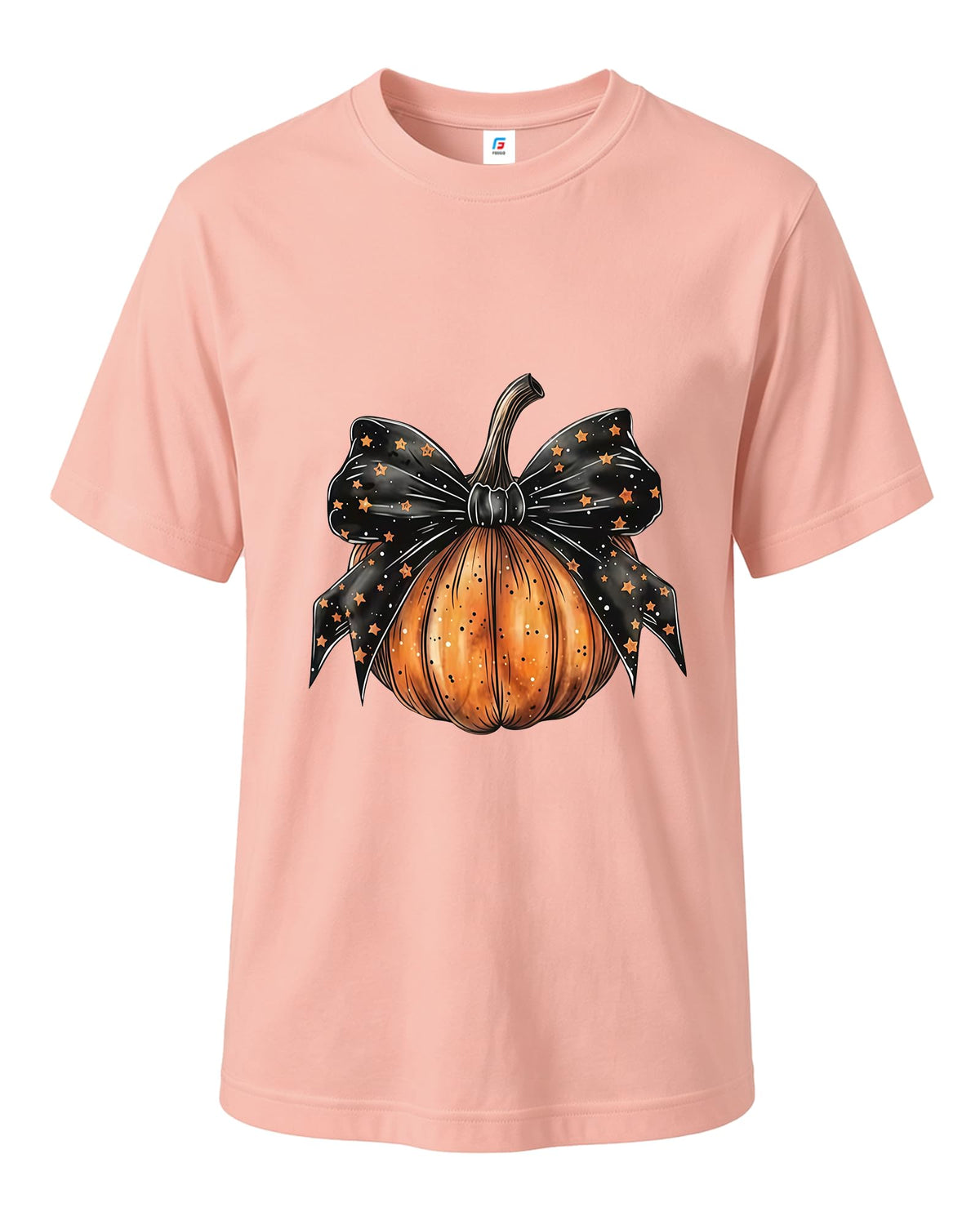 Halloween Pumpkin Bow T-Shirt Unique Graphic Tee for Women Holiday Wear