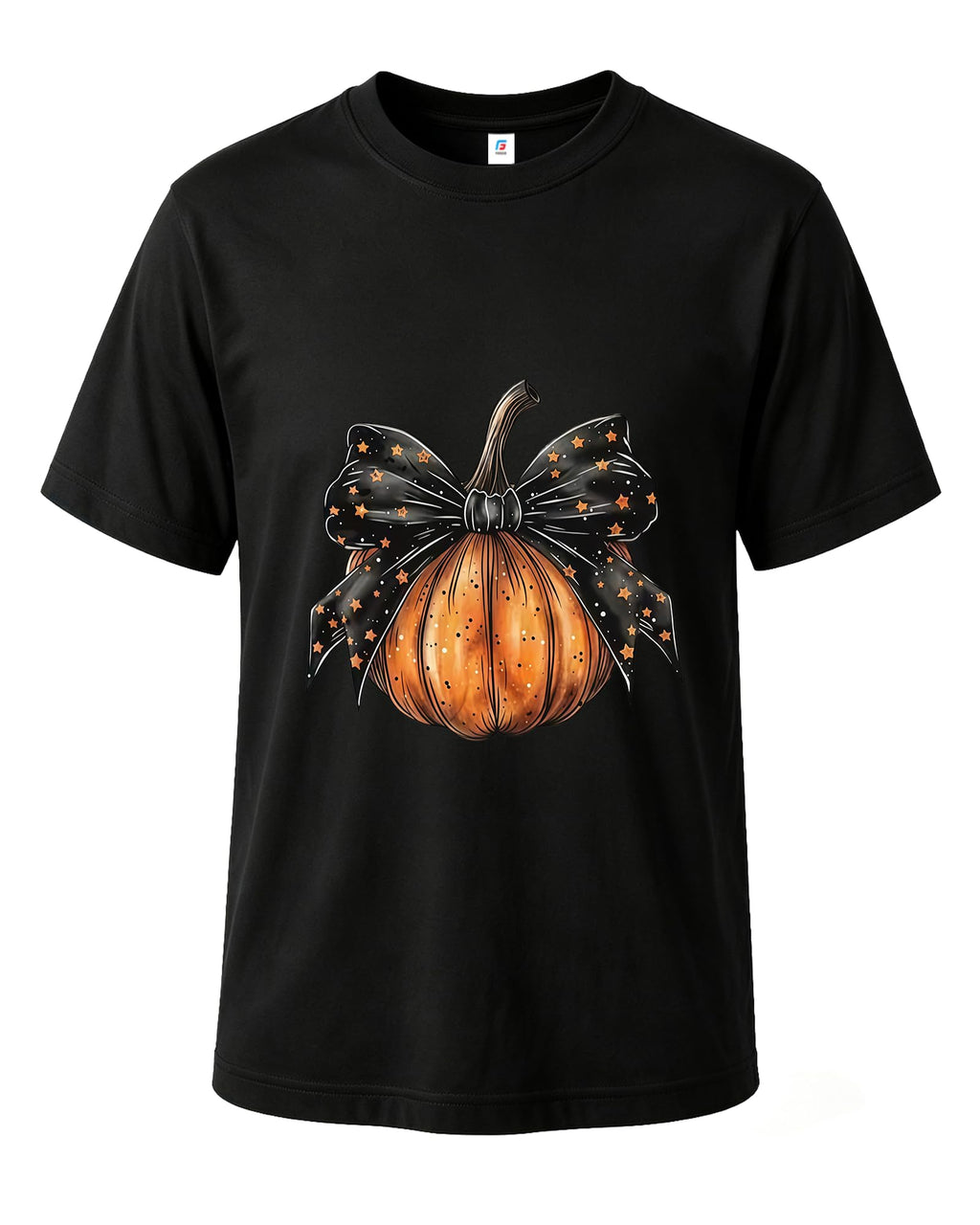 Halloween Pumpkin Bow T-Shirt Unique Graphic Tee for Women Holiday Wear
