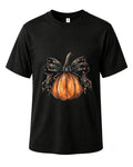 Halloween Pumpkin Bow T-Shirt Unique Graphic Tee for Women Holiday Wear