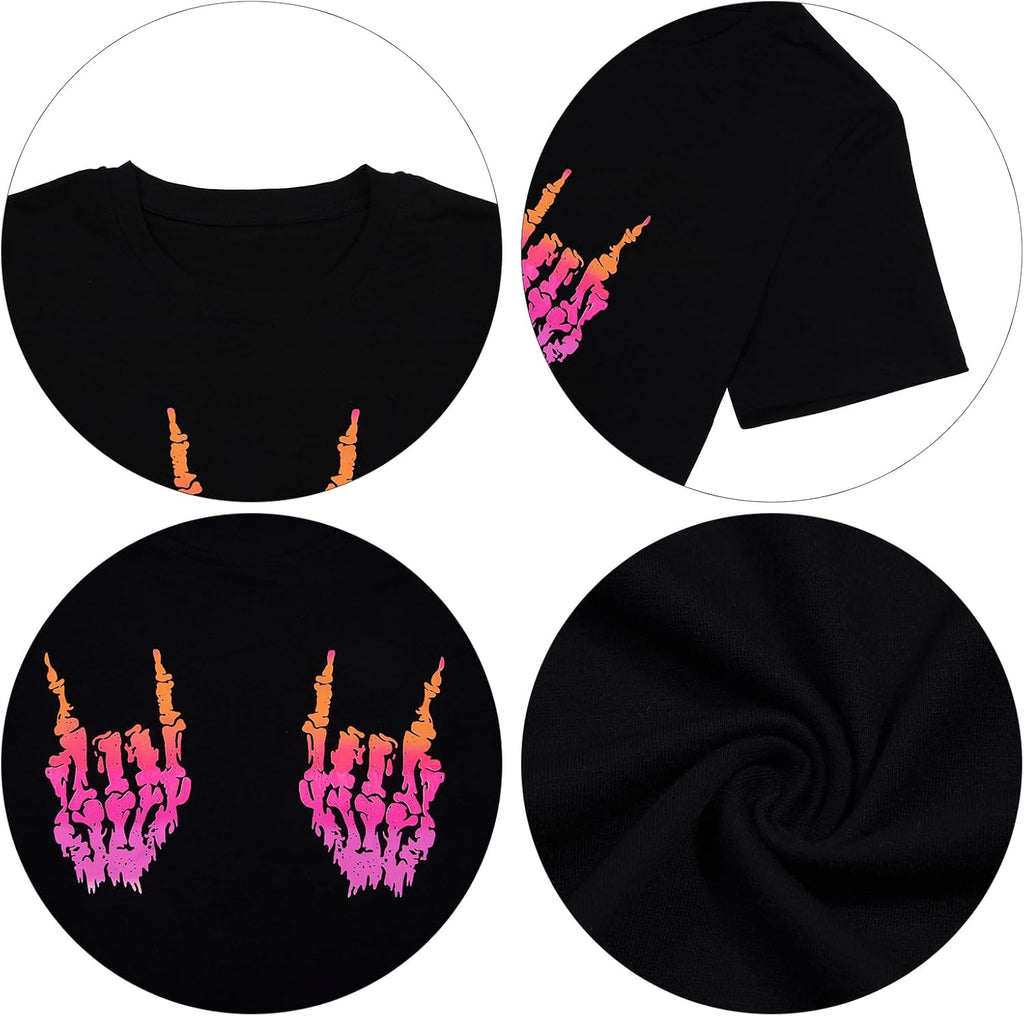 Womens Halloween Ghost Shirt: Skeleton Hand Tshirt Funny Spooky Season Tees
