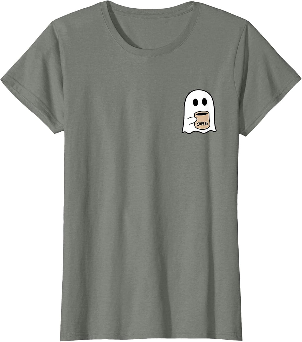 Ghost Drinking Coffee Funny Halloween Costume Coffee Lover T-Shirt