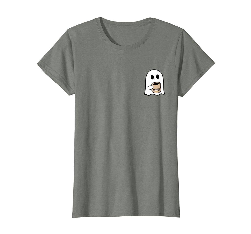 Ghost Drinking Coffee Funny Halloween Costume Coffee Lover T-Shirt
