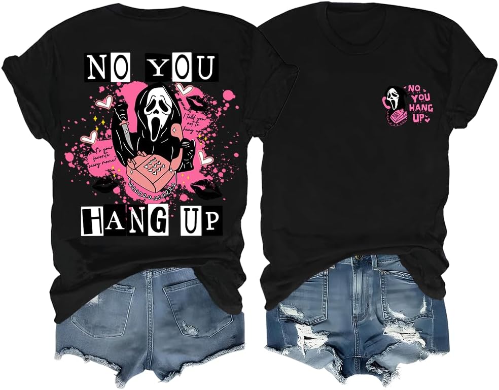 Halloween Ghost Shirt, Cute Spooky Season Graphic Tee for Women