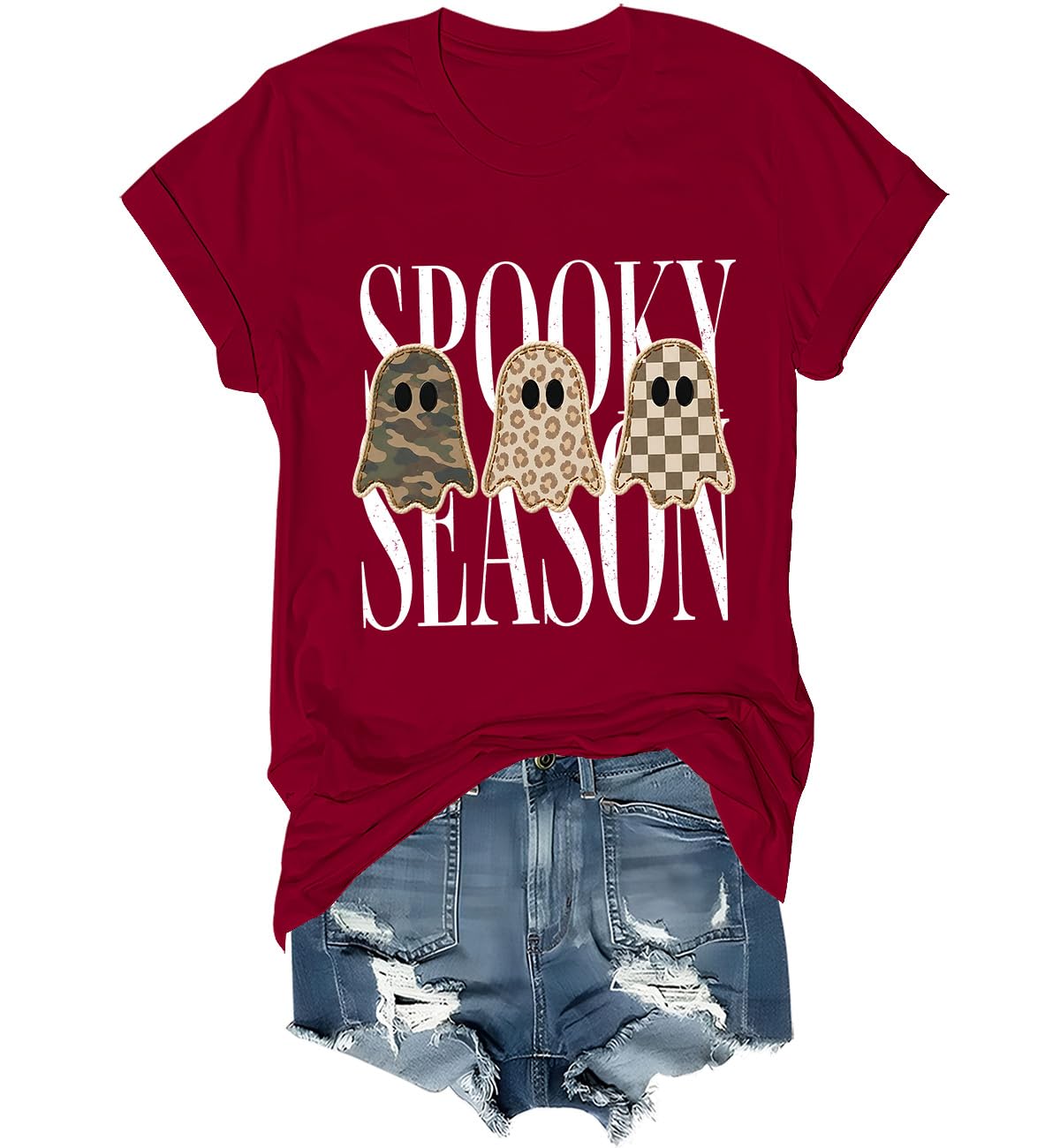 Spooky Season Ghosts T-Shirt Halloween Leopard Camo Checkered Ghost Shirts