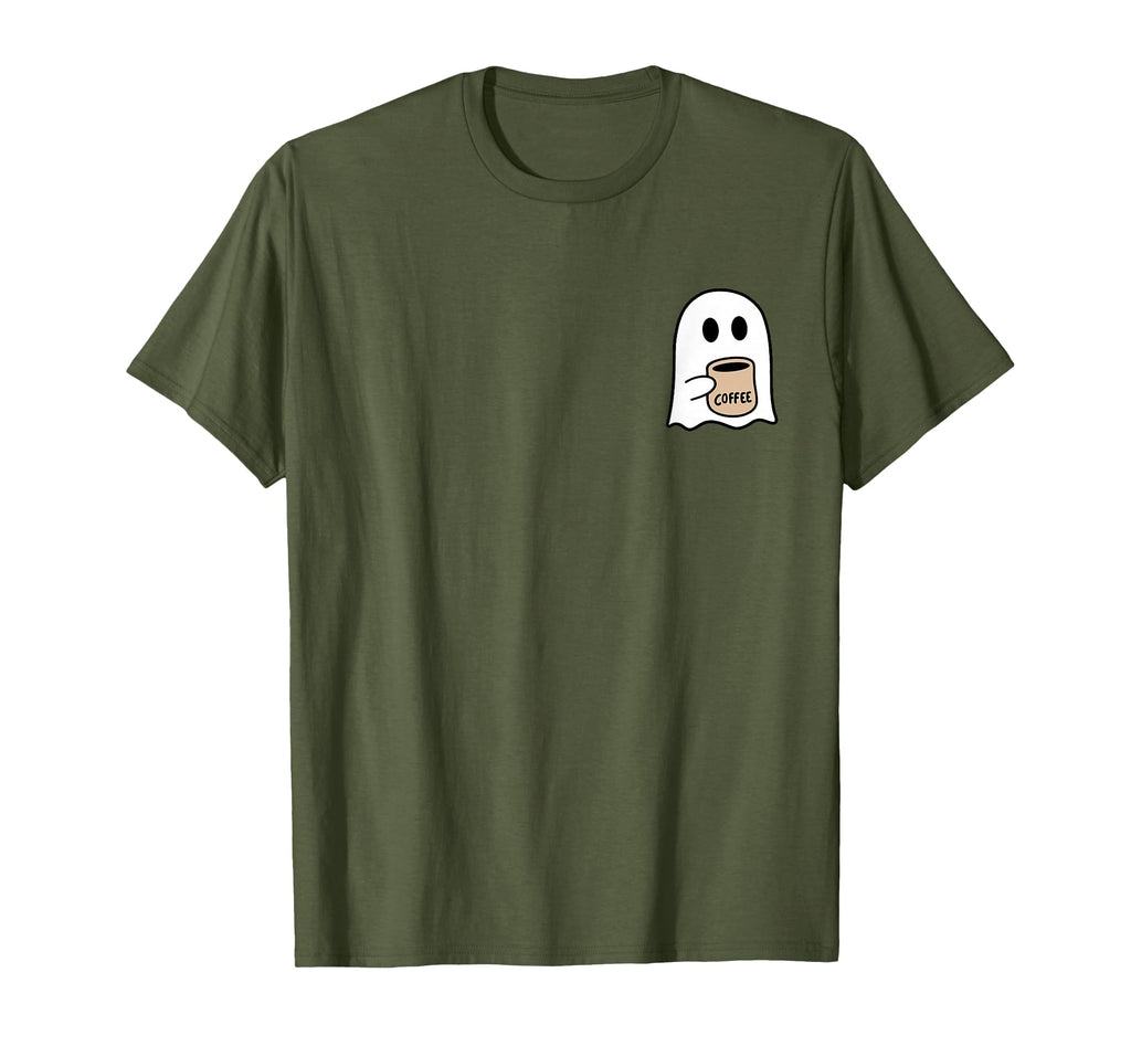 Ghost Drinking Coffee Funny Halloween Costume Coffee Lover T-Shirt