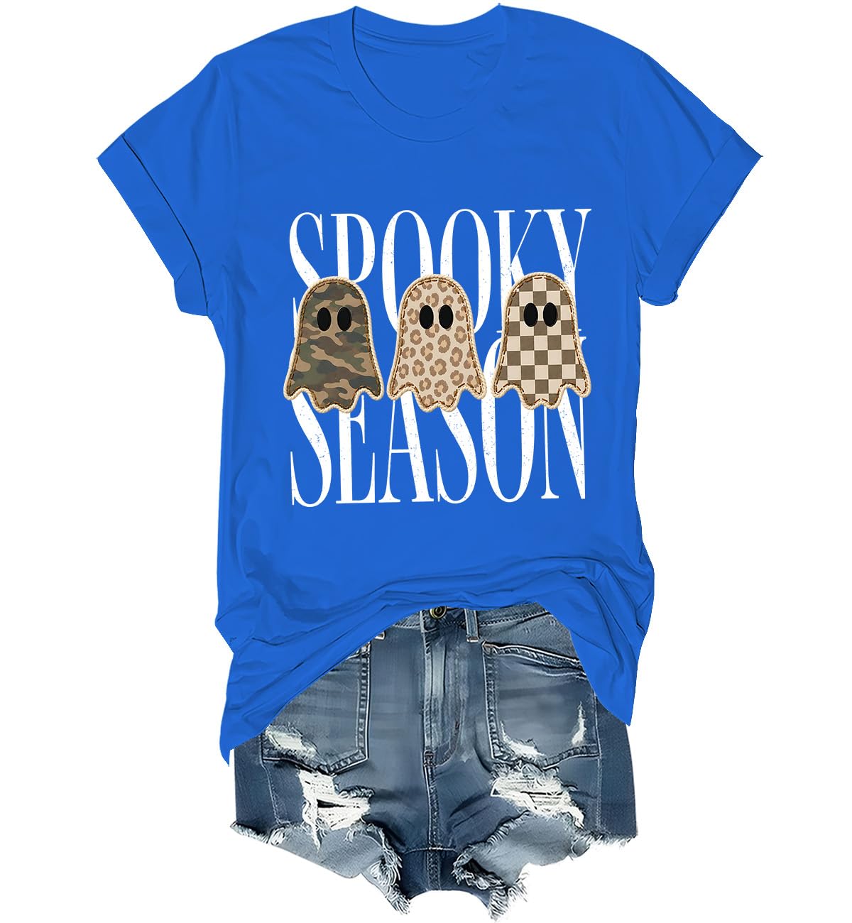Spooky Season Ghosts T-Shirt Halloween Leopard Camo Checkered Ghost Shirts