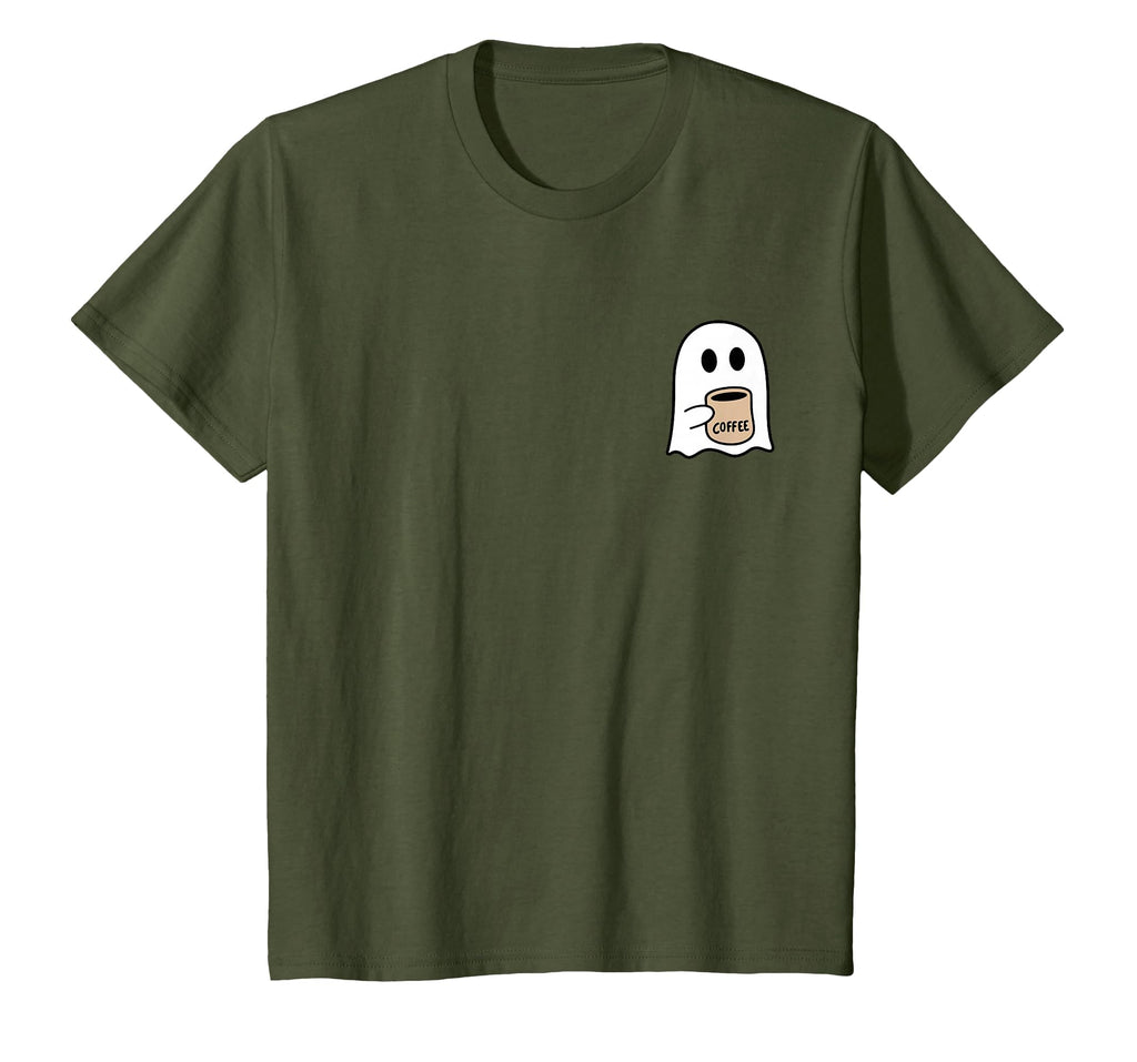 Ghost Drinking Coffee Funny Halloween Costume Coffee Lover T-Shirt