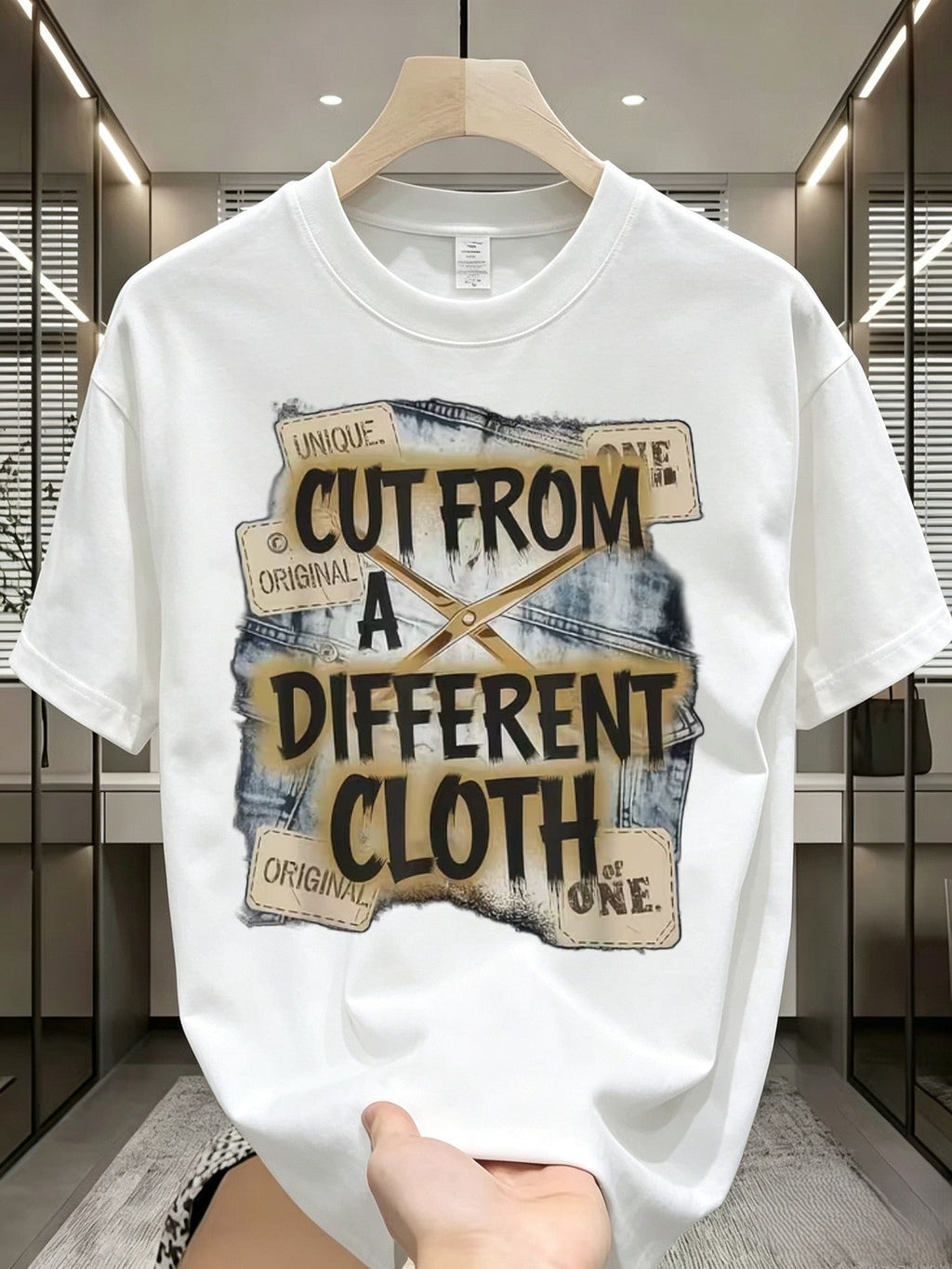 Mens Graphic T Shirt Unique Original Cut From A Different Cloth One of A Kind Short Sleeve Crew Neck
