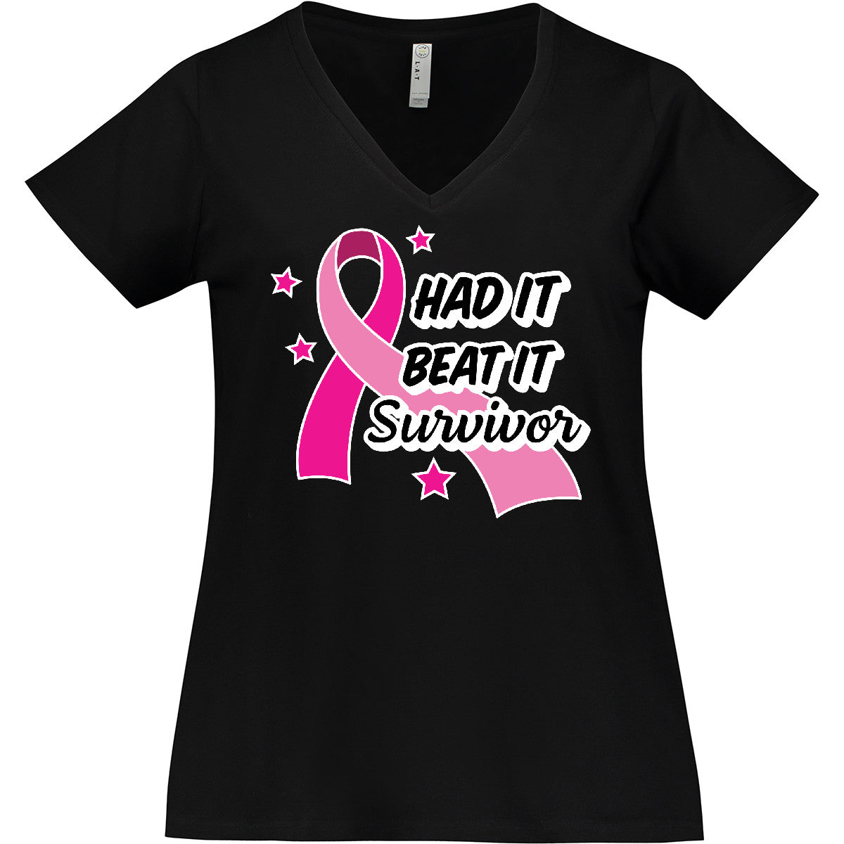 Inktastic Breast Cancer Awareness Had It Beat It Survivor Women's Plus Size V-Neck T-Shirt