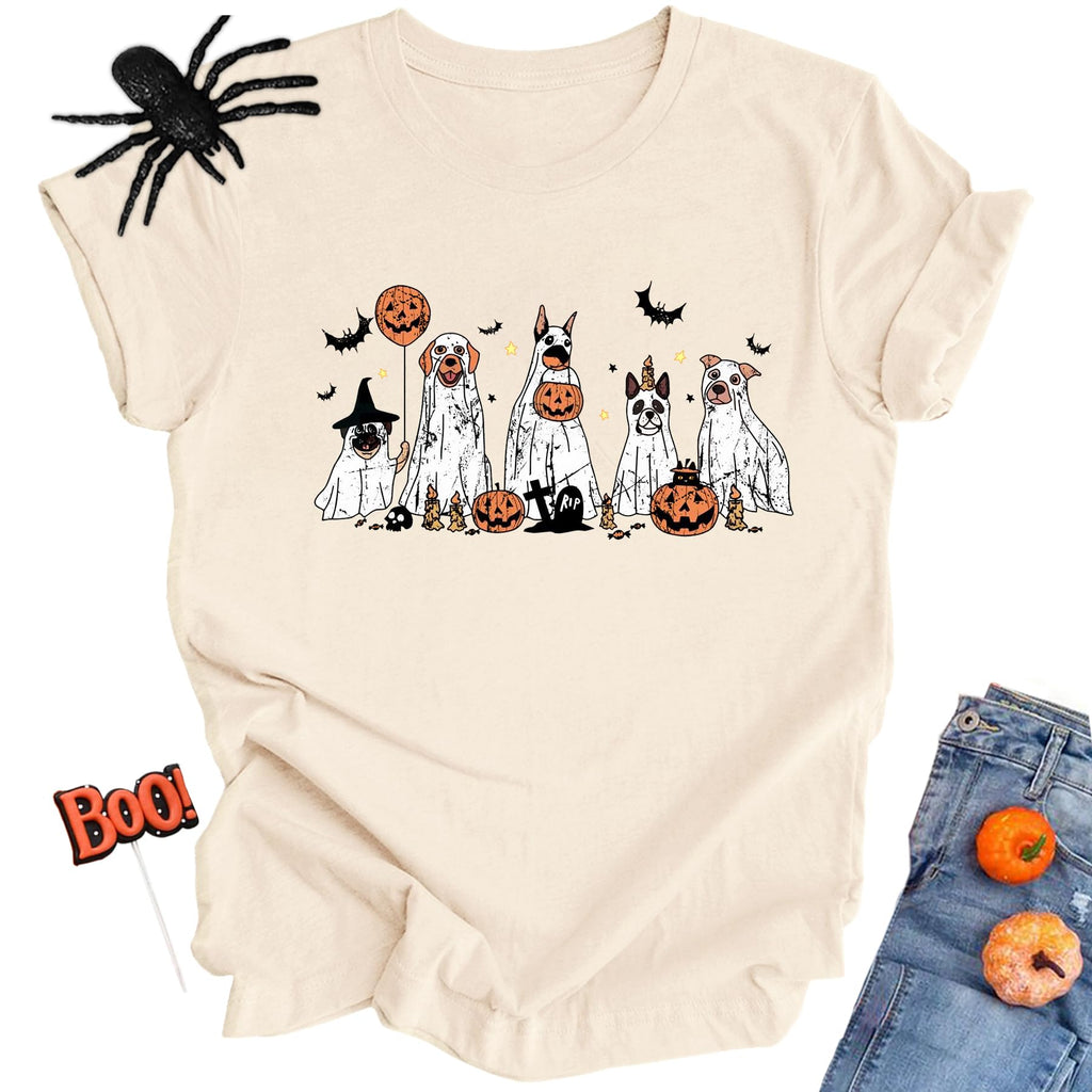 Halloween Shirt for Women Ghost Costume Spooky Season Tee Tops